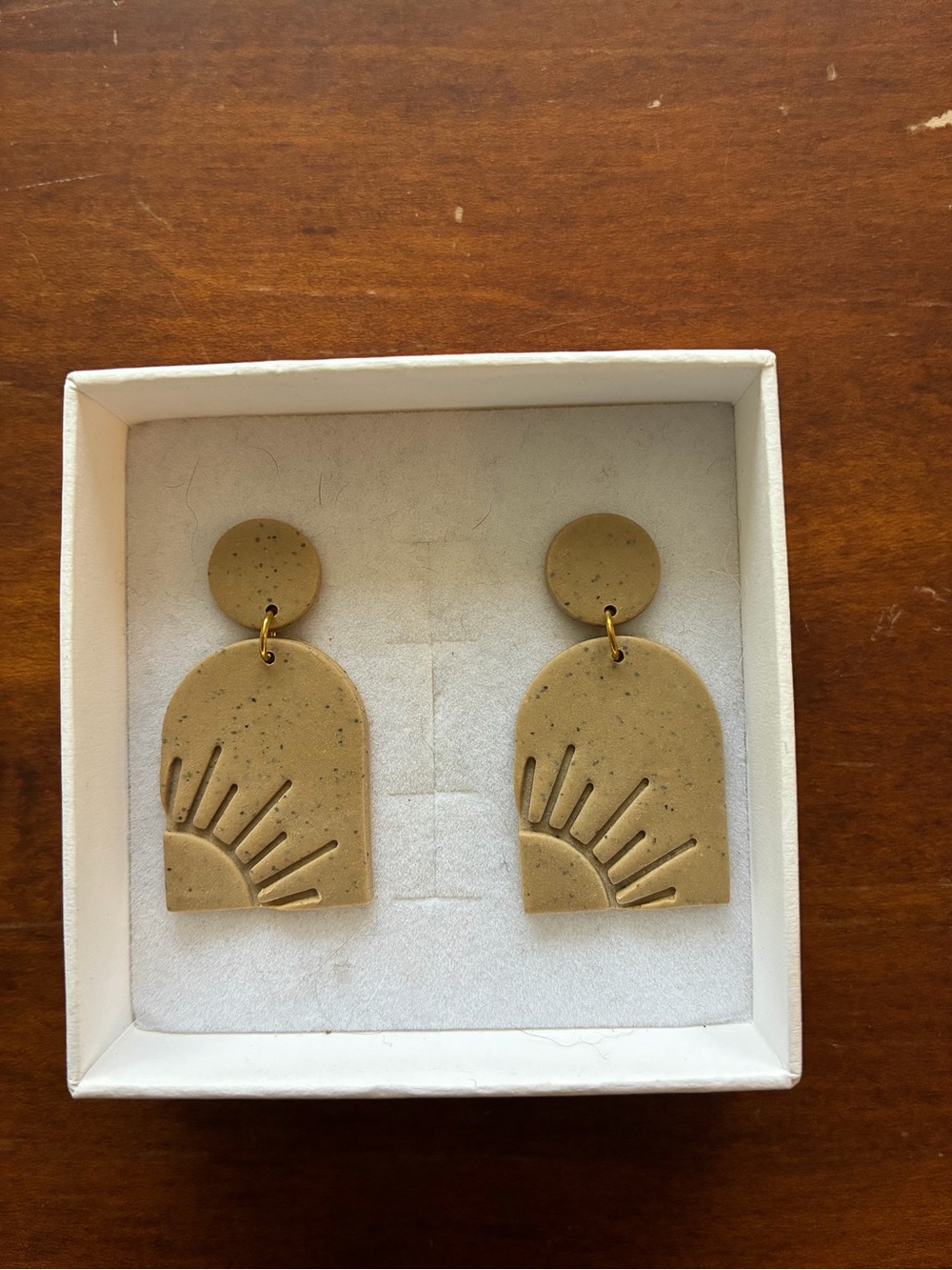 Set of clay earrings- blue and tan